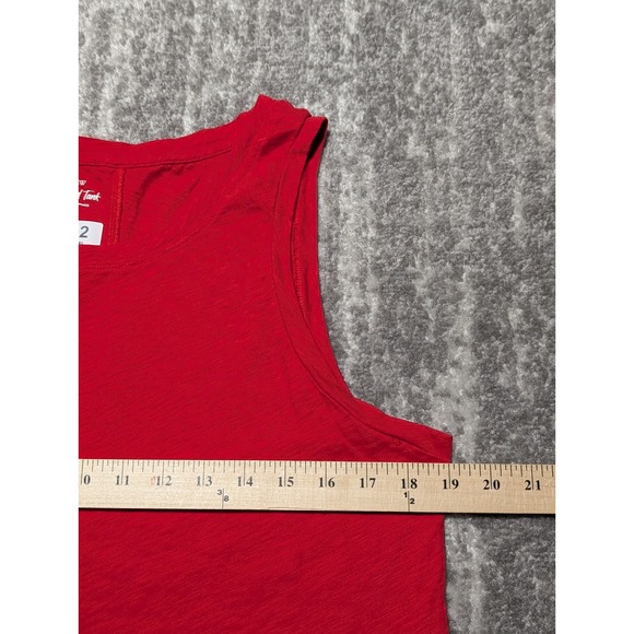 J. Crew Girlfriend Tank Top Red Sleeveless Scoop Neck Basic Cotton Blend Size M - Picture 8 of 9